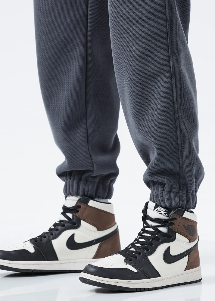 Mens Fleece Lined Sweatpants Winter Warm Running Outdoor Jogger Pants Regular Fit Natural Grey