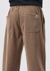 Fleece Lined Joggers for Men Winter with Pockets Relaxed Fit Khaki
