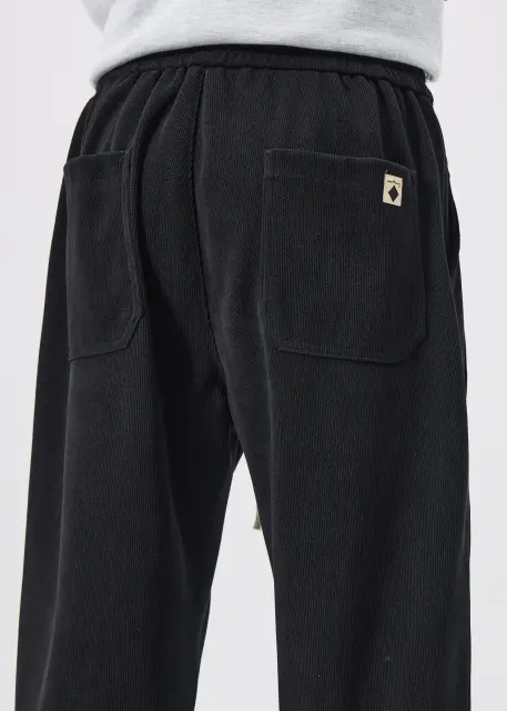 Fleece Lined Joggers for Men Winter with Pockets Relaxed Fit Black