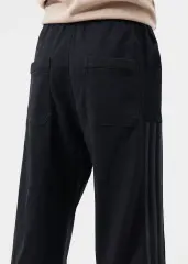 Men Elastic Waistband Track Pants Relaxed Fit Black
