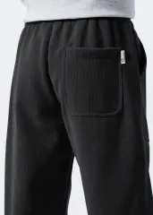 Mens Fleece Lined Sweatpants Winter Warm Running Outdoor Jogger Pants Regular Fit Black
