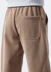 Mens Fleece Lined Sweatpants Winter Warm Running Outdoor Jogger Pants Regular Fit Khaki