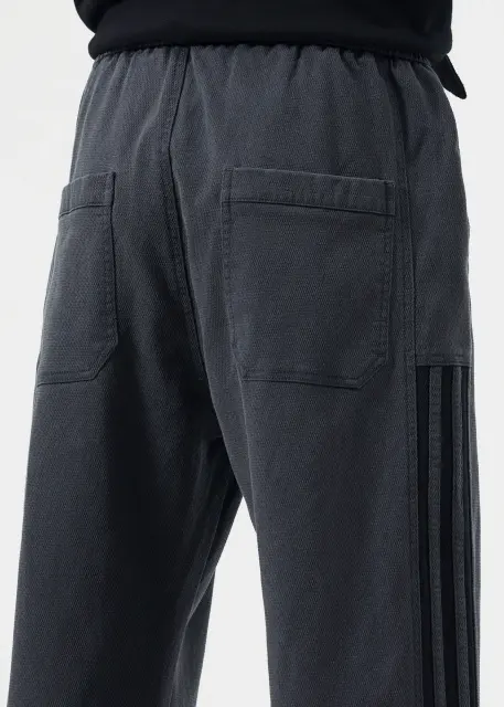 Men Elastic Waistband Track Pants Relaxed Fit Dark Grey