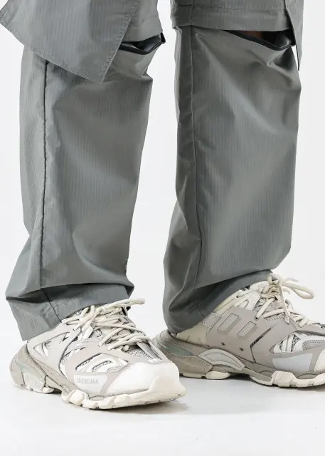 Mens Utility Convertible Hiking Pants Quick Dry Zip Off Travel Safari Pants Loose Fit Mid Grey