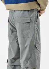 Mens Utility Convertible Hiking Pants Quick Dry Zip Off Travel Safari Pants Loose Fit Mid Grey
