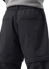 Mens Utility Hiking Pants Convertible Zip Off Fishing Motor Safari Travel Relaxed Fit Black