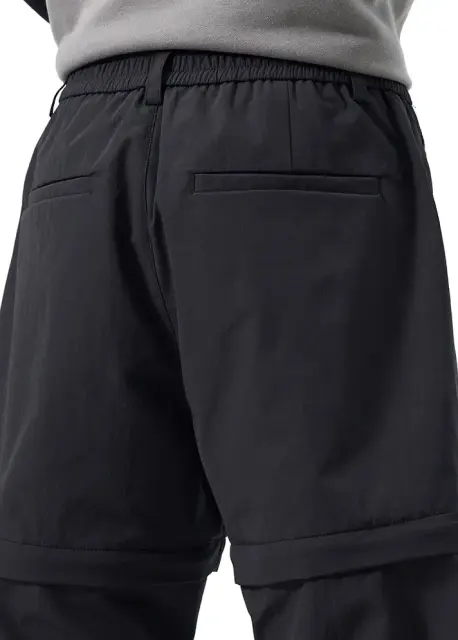 Mens Utility Hiking Pants Convertible Zip Off Fishing Motor Safari Travel Relaxed Fit Black