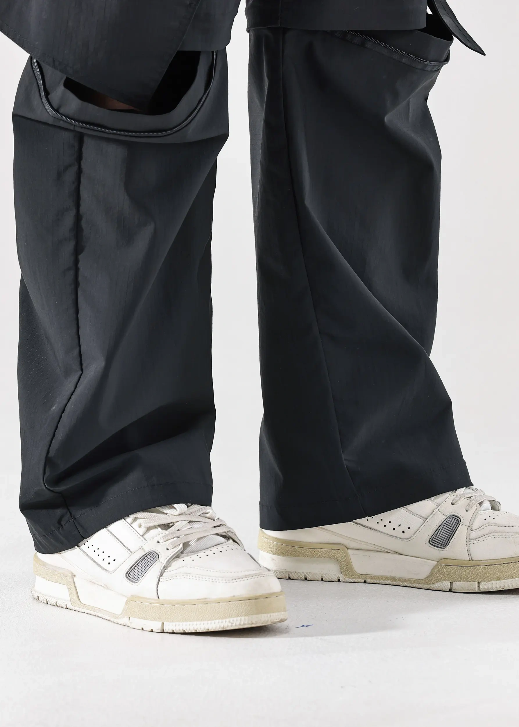 Mens Utility Convertible Hiking Pants Quick Dry Zip Off Travel Safari Pants Loose Fit Black