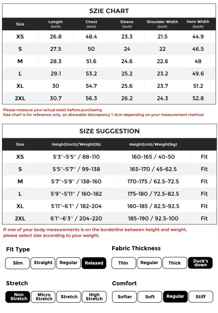 Men Puffer Down Jacket with Hood for Winter Black