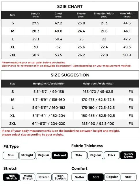 Men Puffer Down Jacket with SherpaTurn-down Collar Black