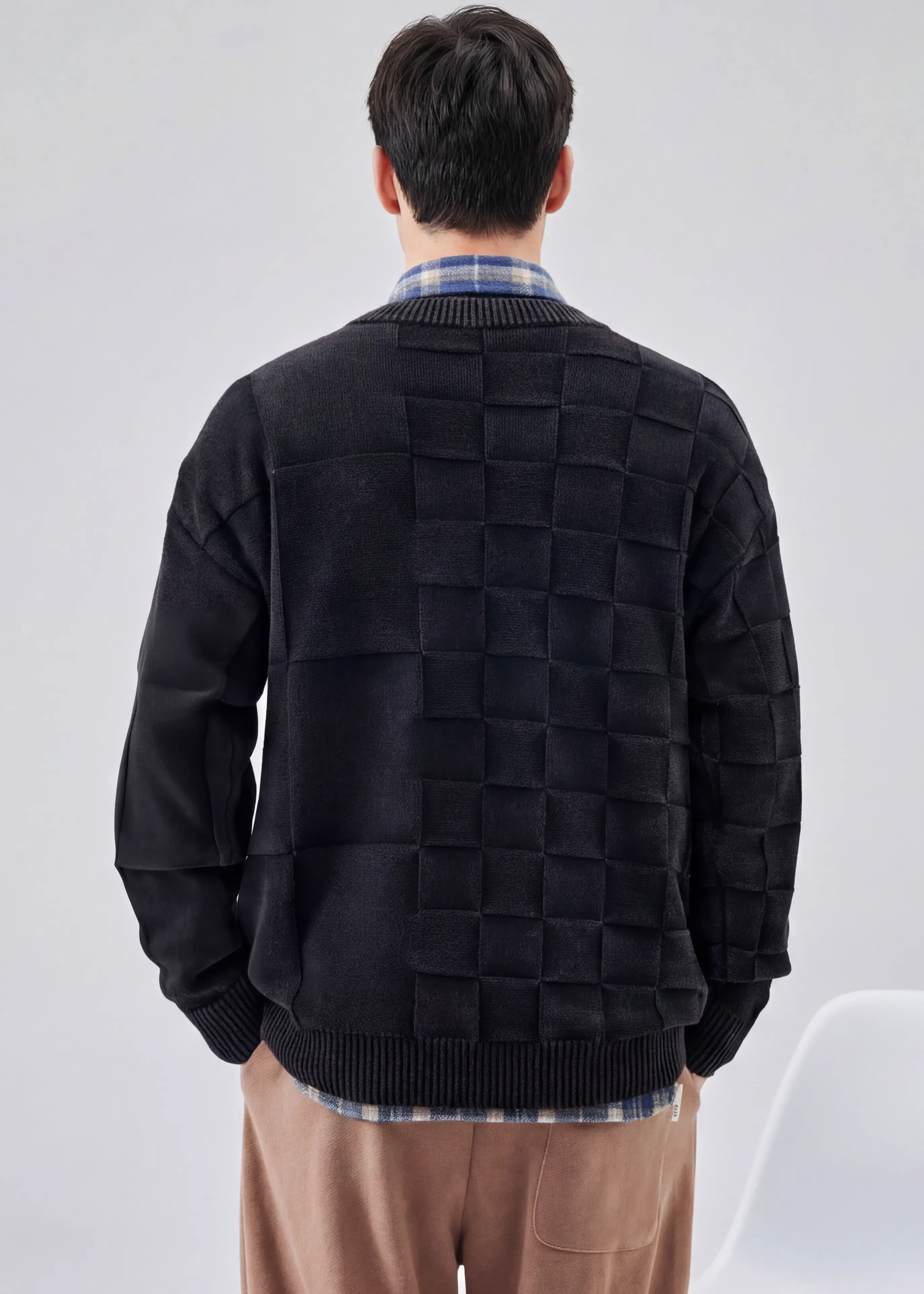 Mens Crewneck Pullover Fisherman Sweater Black