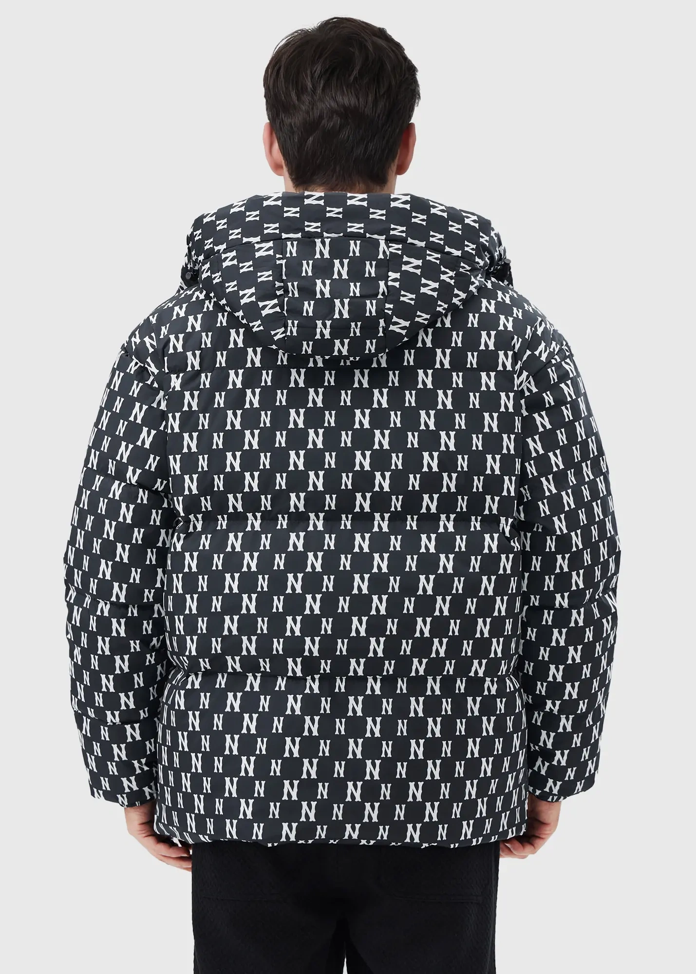 Men Puffer Down Jacket with Hood for Winter Black