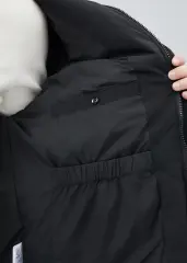 Men Puffer Down Jacket with SherpaTurn-down Collar Black