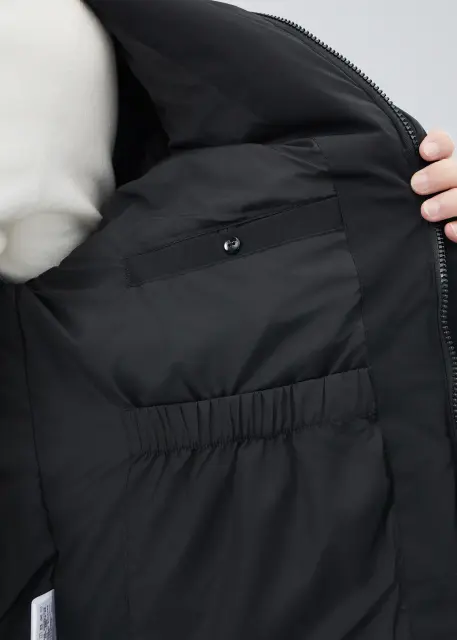 Men Puffer Down Jacket with SherpaTurn-down Collar Black