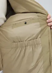 Men Puffer Down Jacket with SherpaTurn-down Collar Khaki