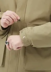 Men Puffer Down Jacket with SherpaTurn-down Collar Khaki