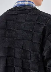 Mens Crewneck Pullover Fisherman Sweater Black