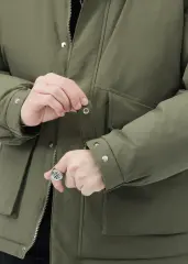 Men Puffer Down Jacket with SherpaTurn-down Collar Army Green