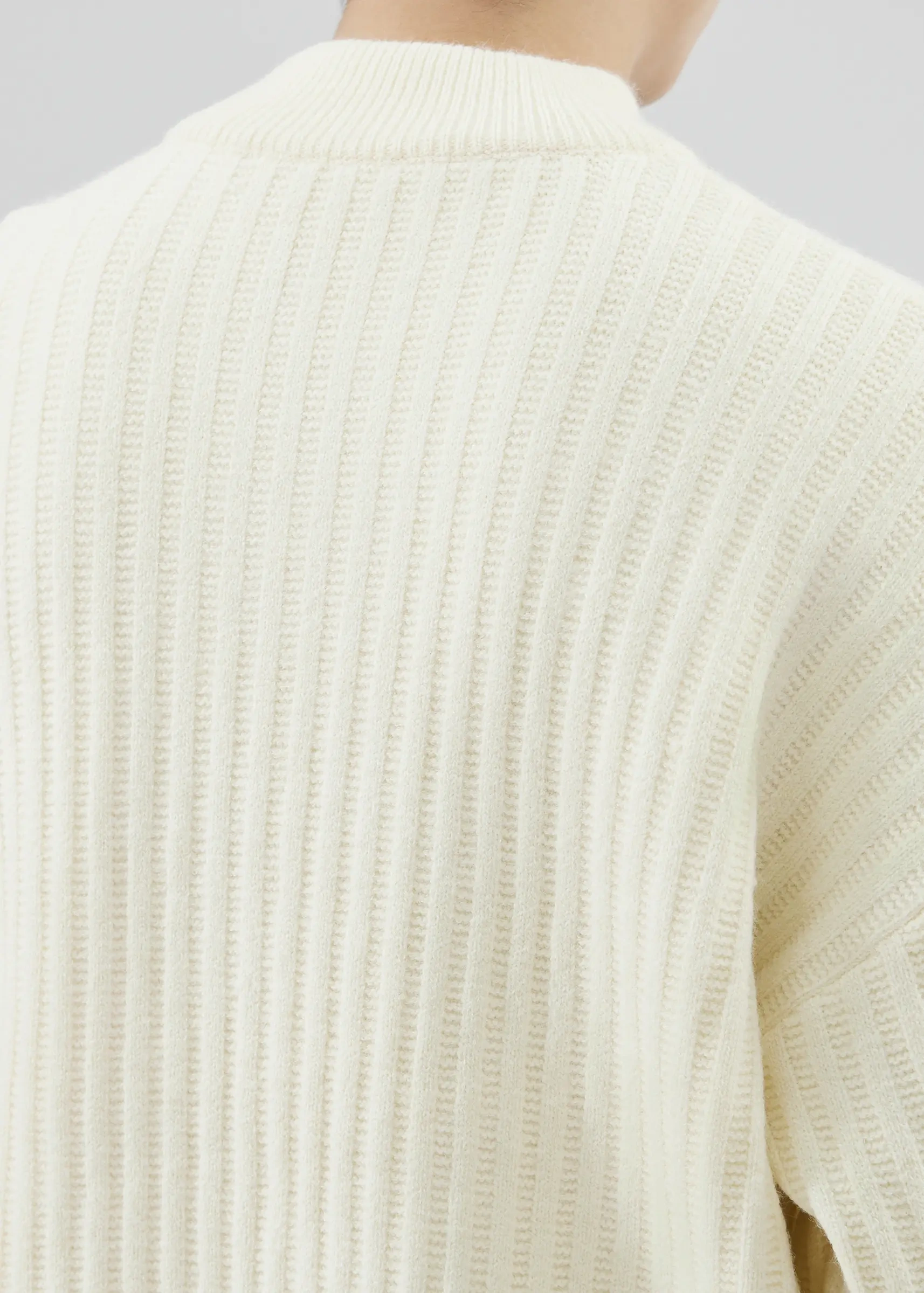 Mens Botton Mock Neck Pullover Sweater Beige