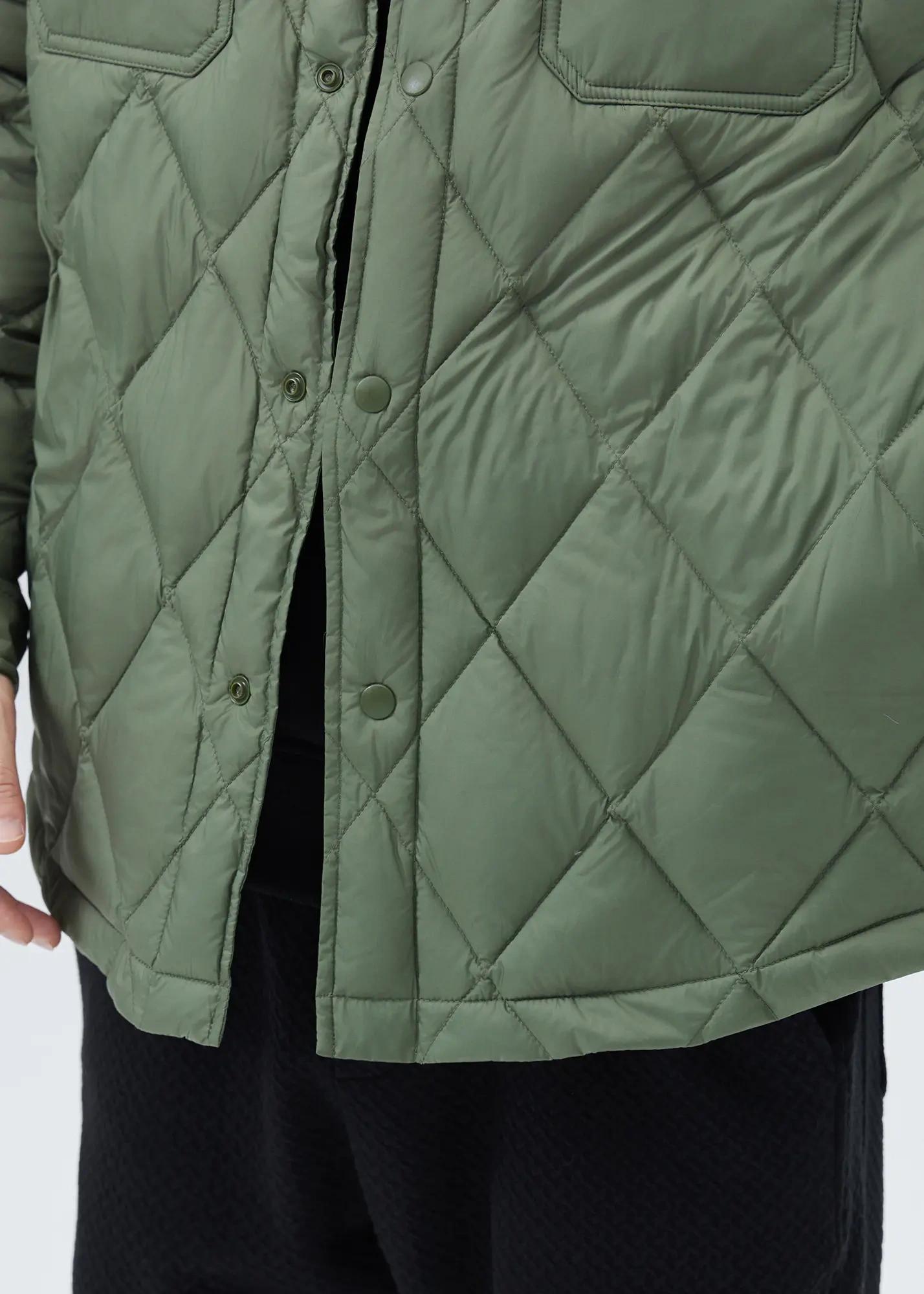 Men Rhombus Down Quilted Puffer Jacket Army Green