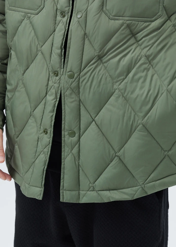 Men Rhombus Down Quilted Puffer Jacket Army Green