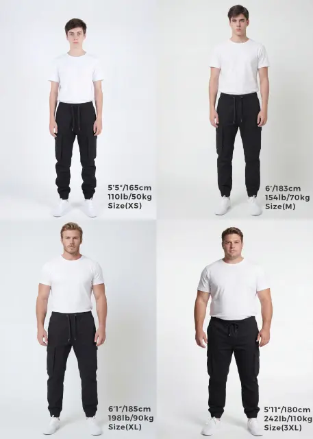 Men's Slim-Fit Cargo Joggers - Jet Black