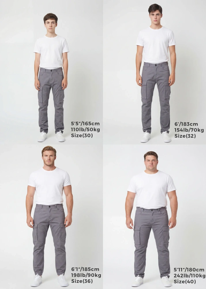 Men's Slim-Fit Cargo Pants - Mid Grey
