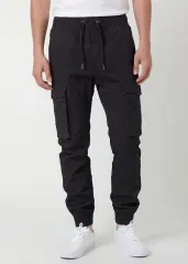 Man Cargo Jogger Pants Slim Fit Black