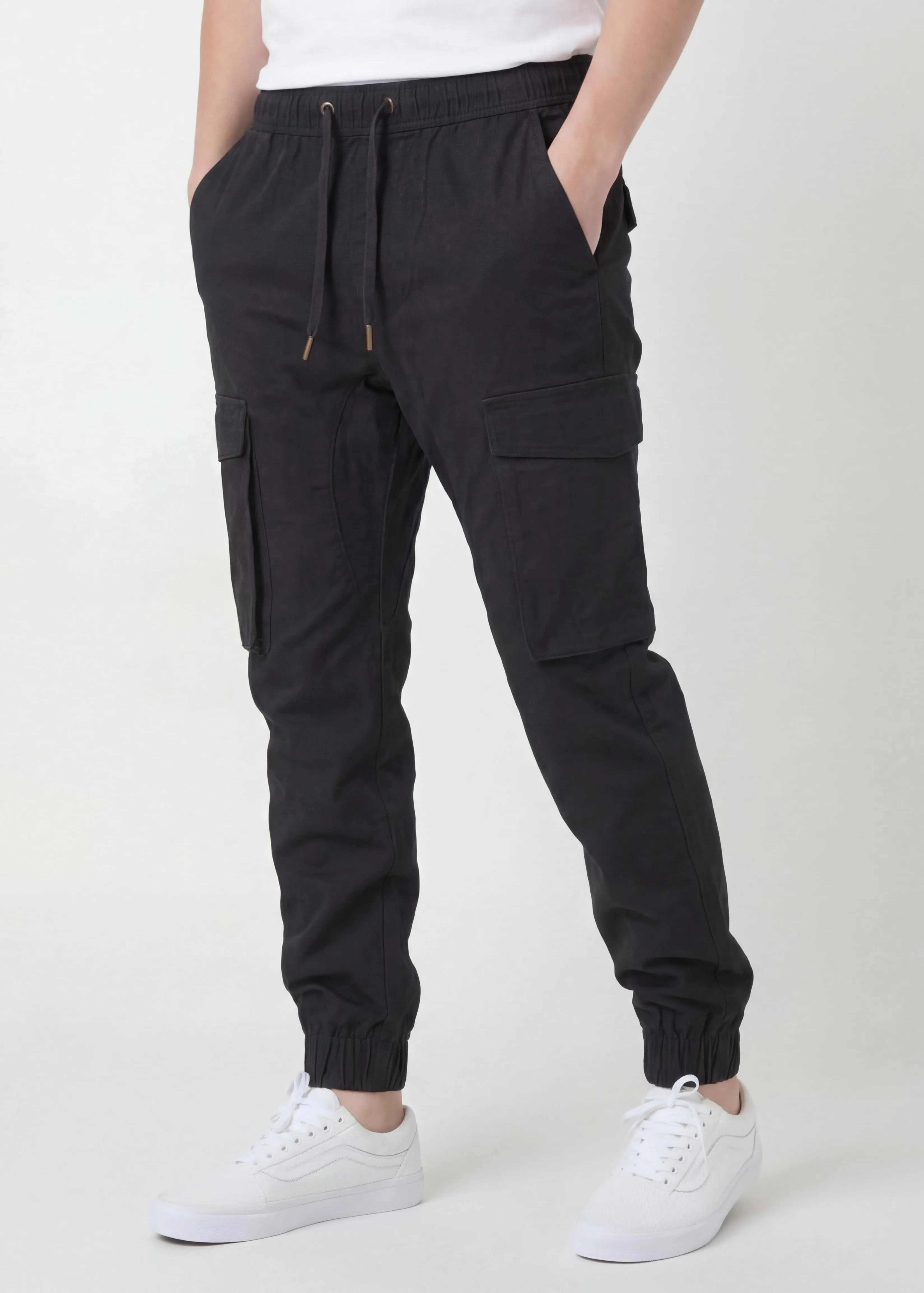 Men's Slim-Fit Cargo Joggers - Jet Black
