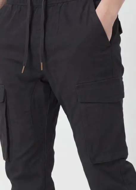 Men's Slim-Fit Cargo Joggers - Jet Black