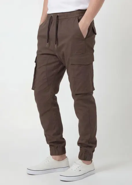 Men's Slim-Fit Cargo Joggers - Coffee