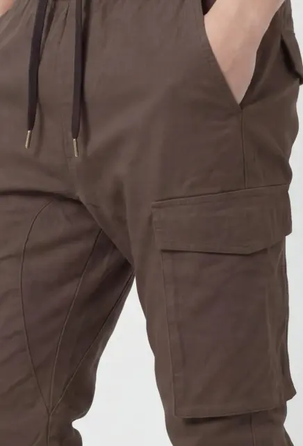 Men's Slim-Fit Cargo Joggers - Coffee