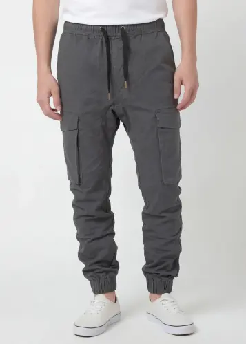 Man Cargo Jogger Pants Slim Fit Dark Grey