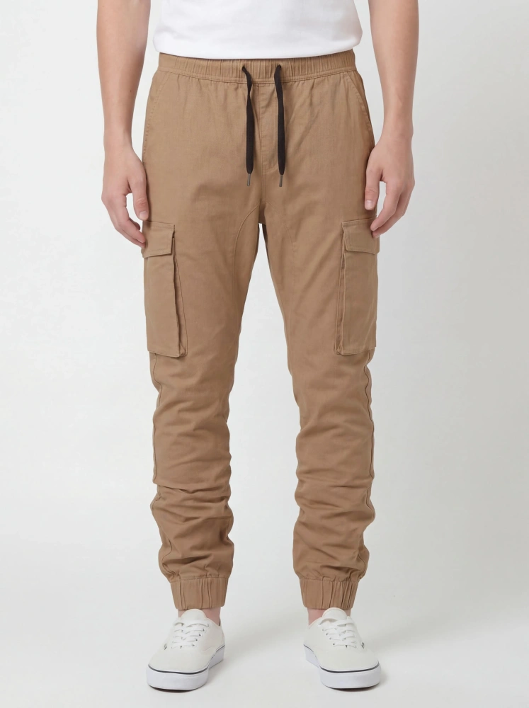 Man Cargo Jogger Pants Slim Fit Dark Khaki