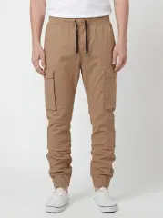 Man Cargo Jogger Pants Slim Fit Dark Khaki