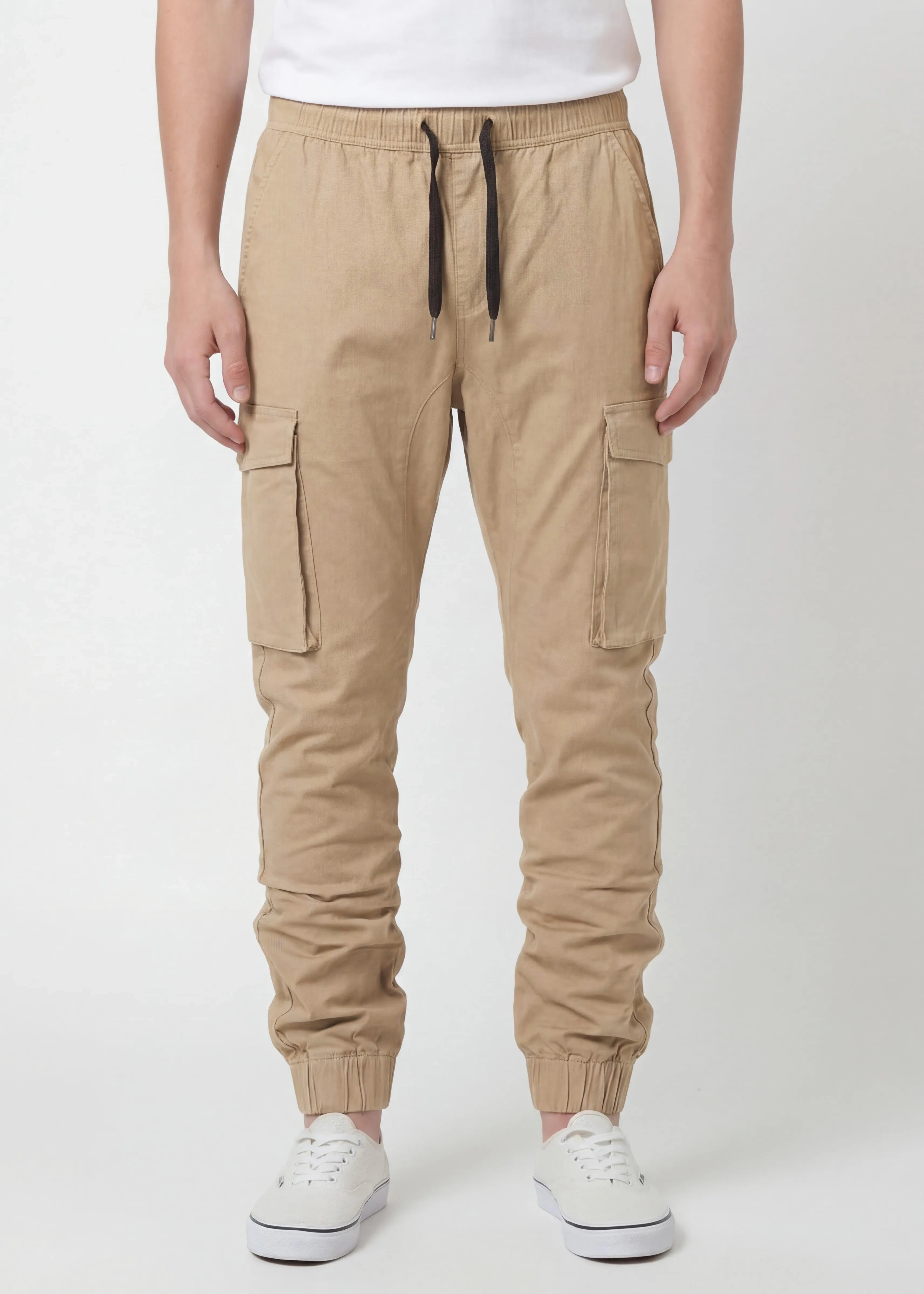 Man Cargo Jogger Pants Slim Fit Khaki
