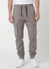 Man Cargo Jogger Pants Slim Fit Mid Grey