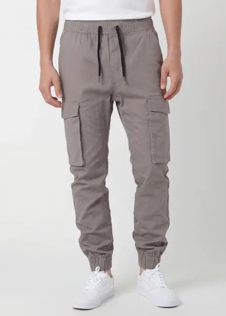 Man Cargo Jogger Pants Slim Fit Mid Grey