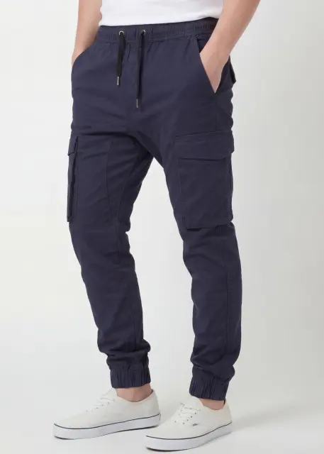 Men's Slim-Fit Cargo Joggers - Navy Blue