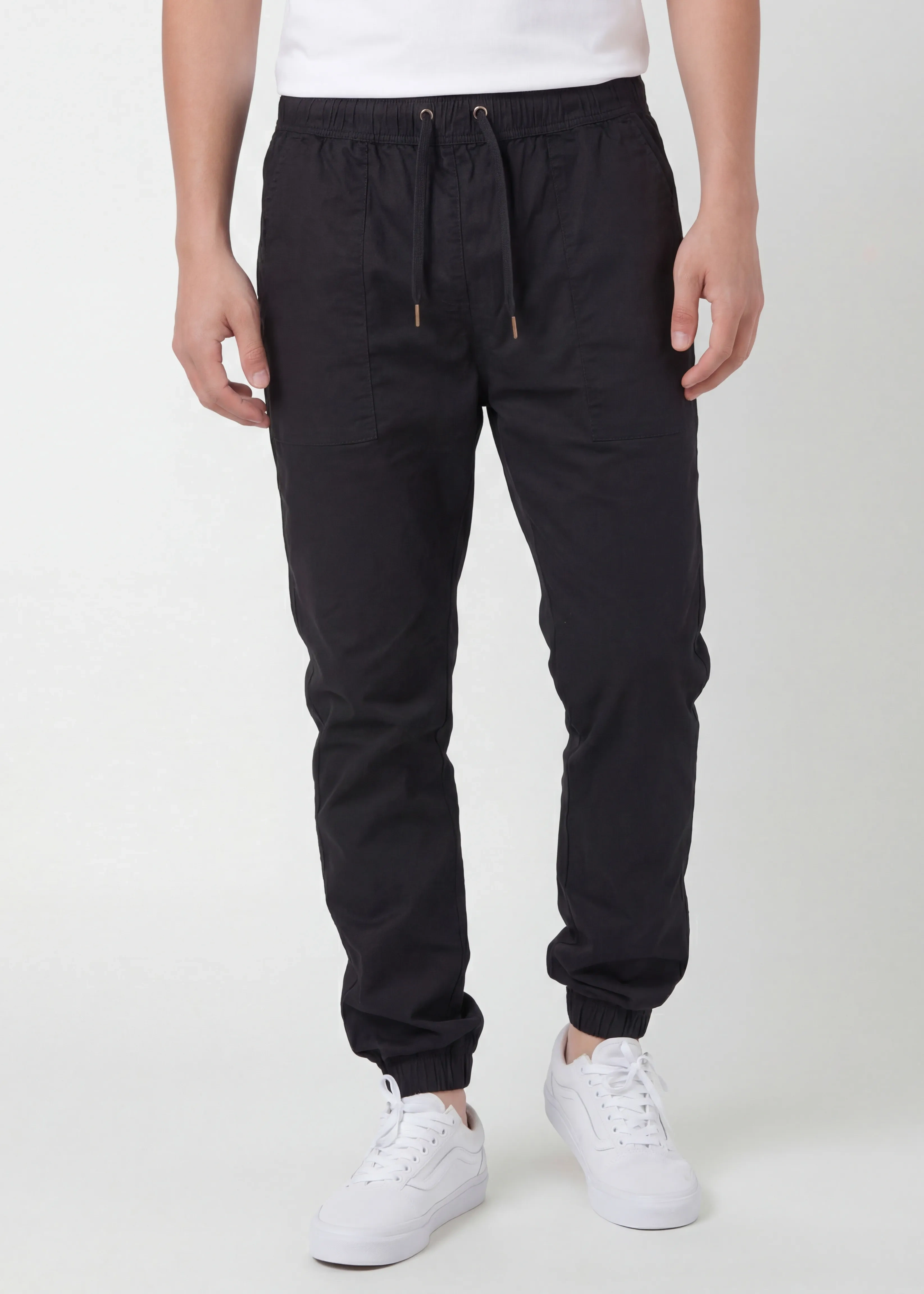 Men Joggers with Pockets Slim Fit Athletic Pants Black
