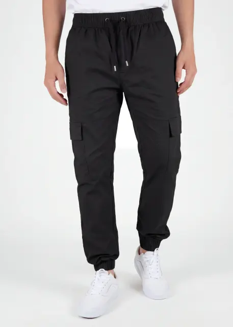 Men Cargo Joggers Athletic Pants Black