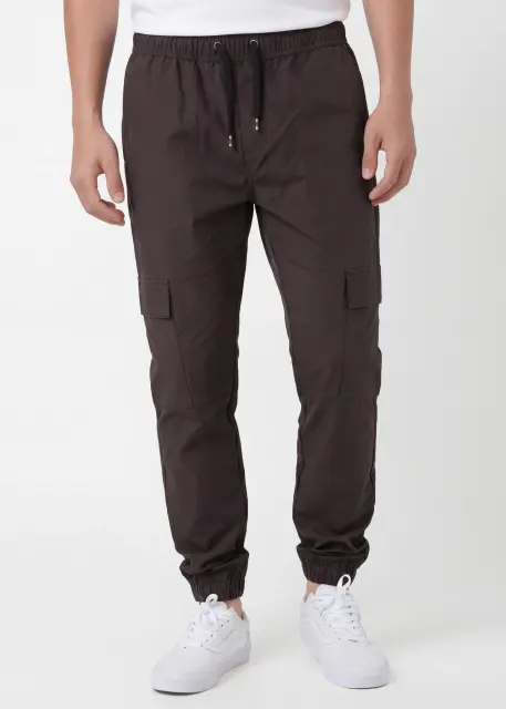 Man Lightweight Cargo Jogger Pants Slim Fit Dark Brown