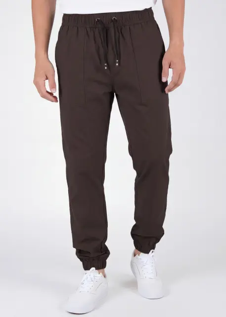 Man Lightweight Jogger Pants Slim Fit Coffee