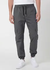 Men Cargo Joggers Athletic Pants Dark Grey