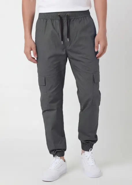 Men Cargo Joggers Athletic Pants Dark Grey
