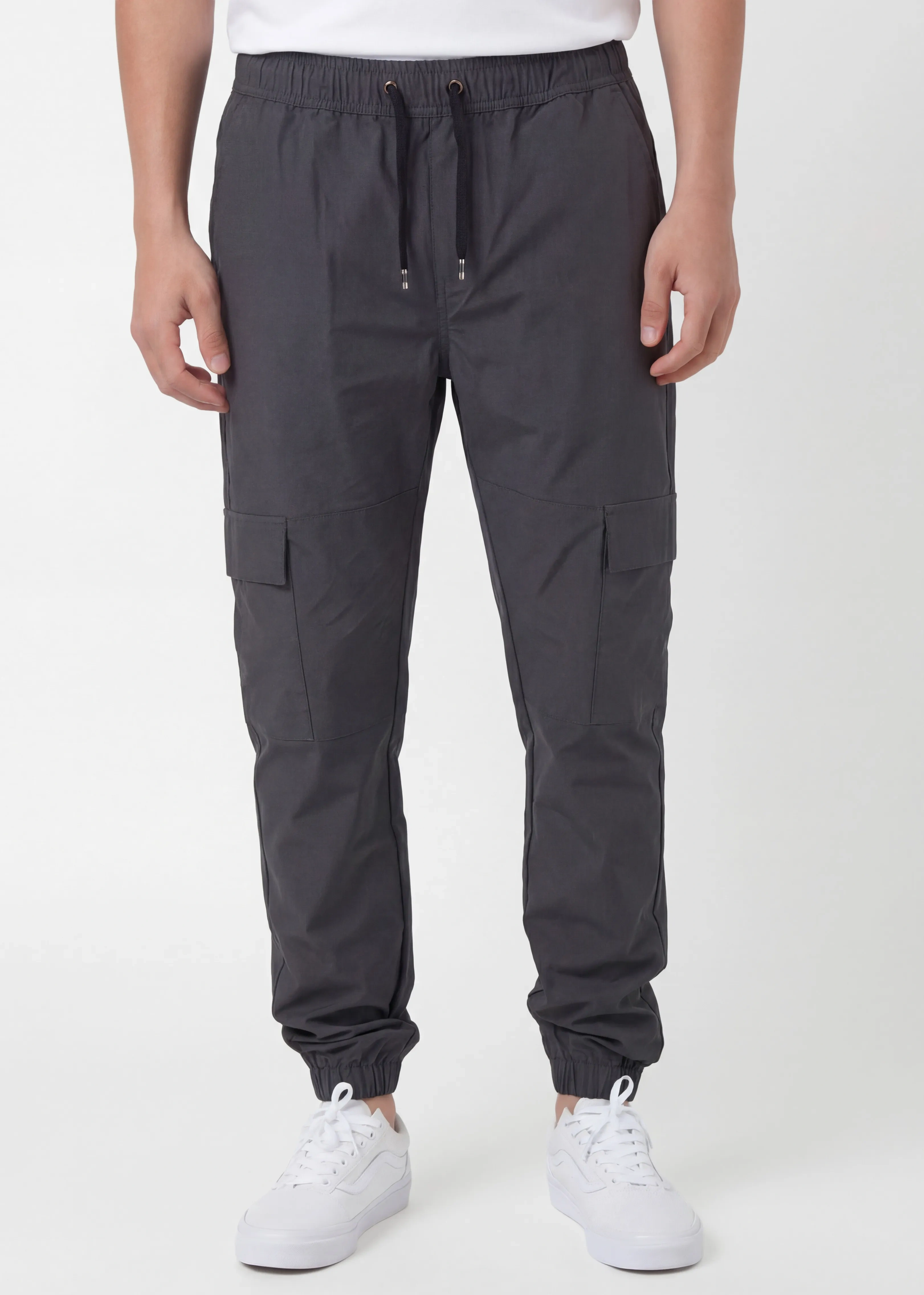 Man Lightweight Cargo Jogger Pants Slim Fit Dark Grey