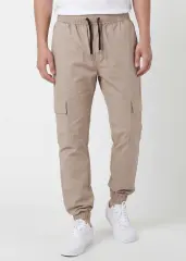 Men Cargo Joggers Athletic Pants Khaki