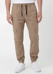 Man Lightweight Cargo Jogger Pants Slim Fit Khaki