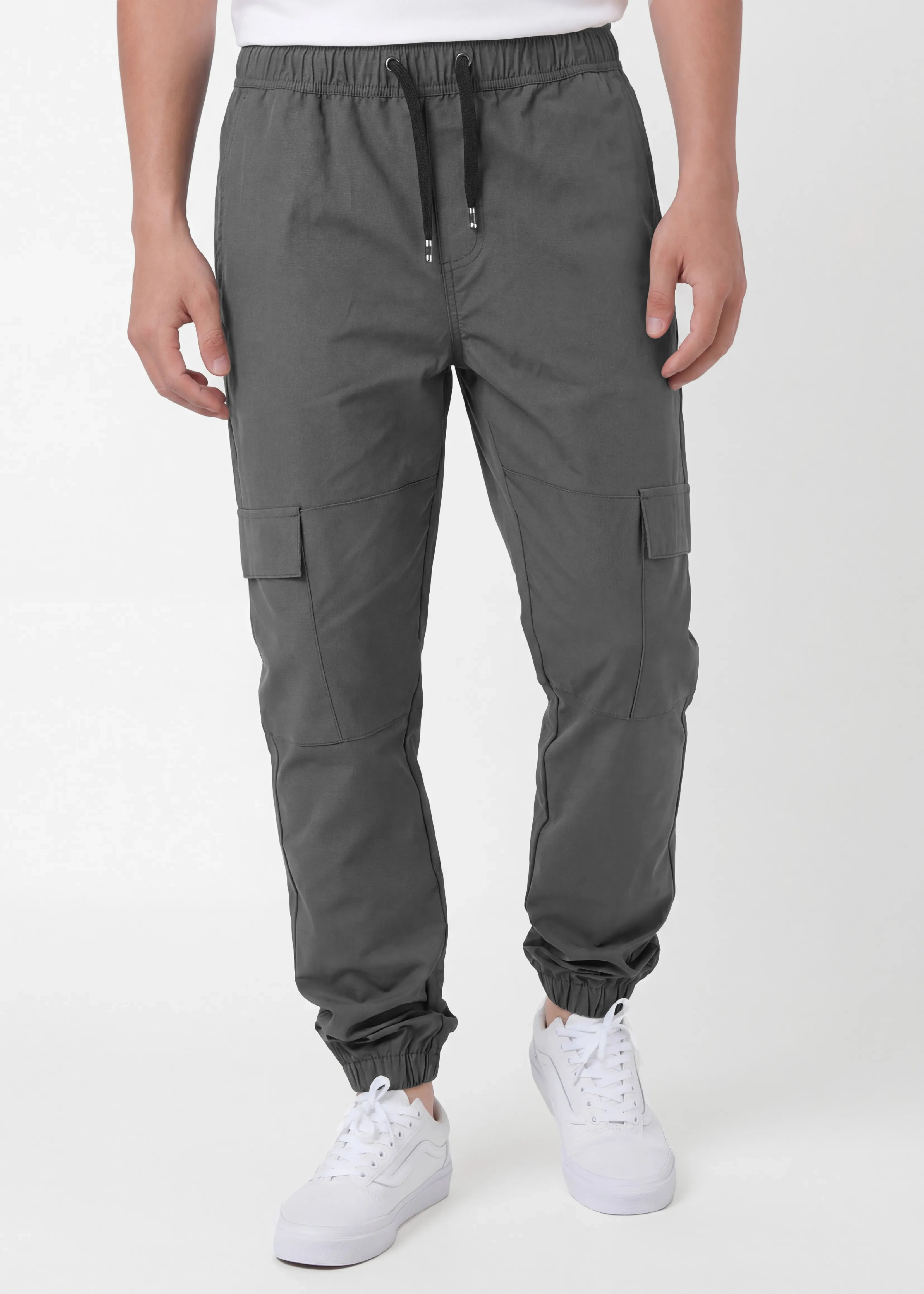 Man Lightweight Cargo Jogger Pants Slim Fit Mid Grey