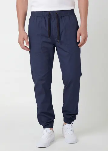 Men Joggers with Pockets Slim Fit Athletic Pants Navy Blue